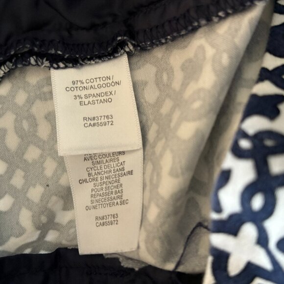 Laundry Shelli Segal Women's Size 12 Cropped Pants Blue White Geometric Stretch - Picture 4 of 5